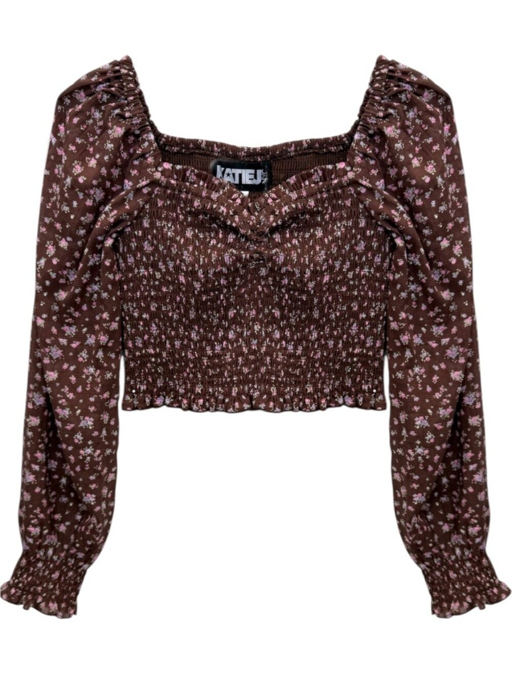 NWT TWEEN CHLOE PRINTED LONG SLEEVE BROWN PINK FLORAL LARGE TOP